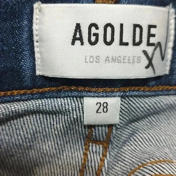 Agolde Women's High Rise Jeans - Dark Blue - Picture 8 of 9